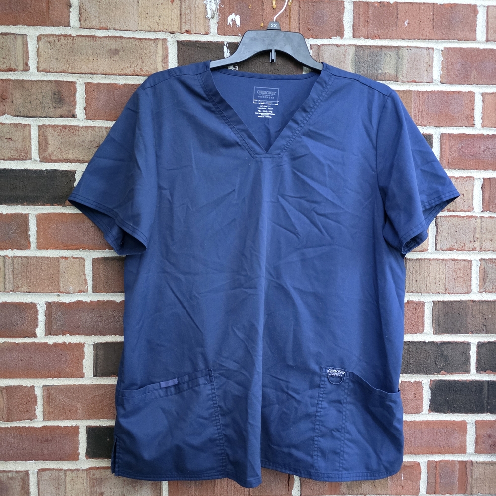 Cherokee Blue Scrub Top Size 2X